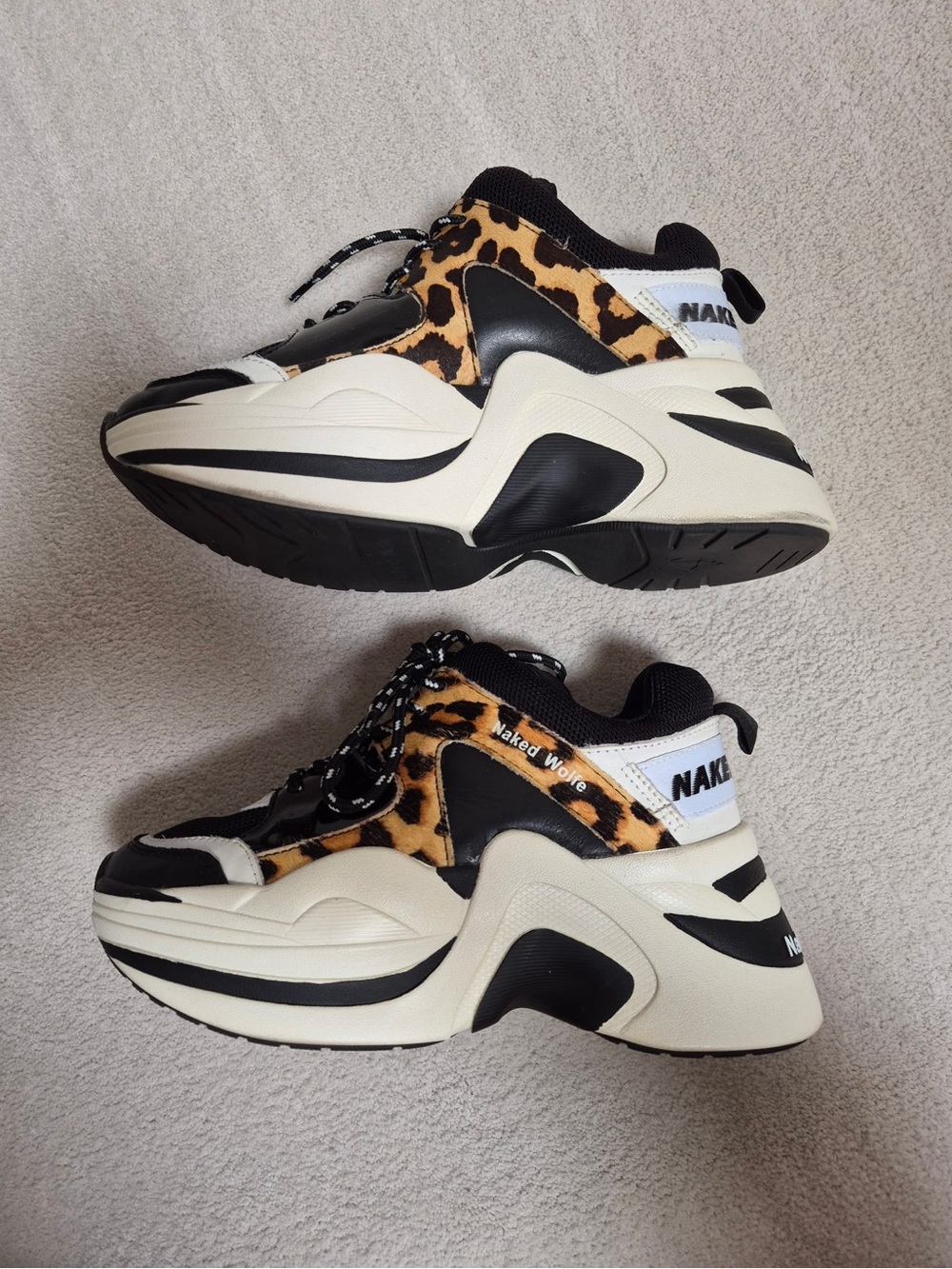 Naked Wolfe Leopard-Print Platform Sneakers in Black & Brown